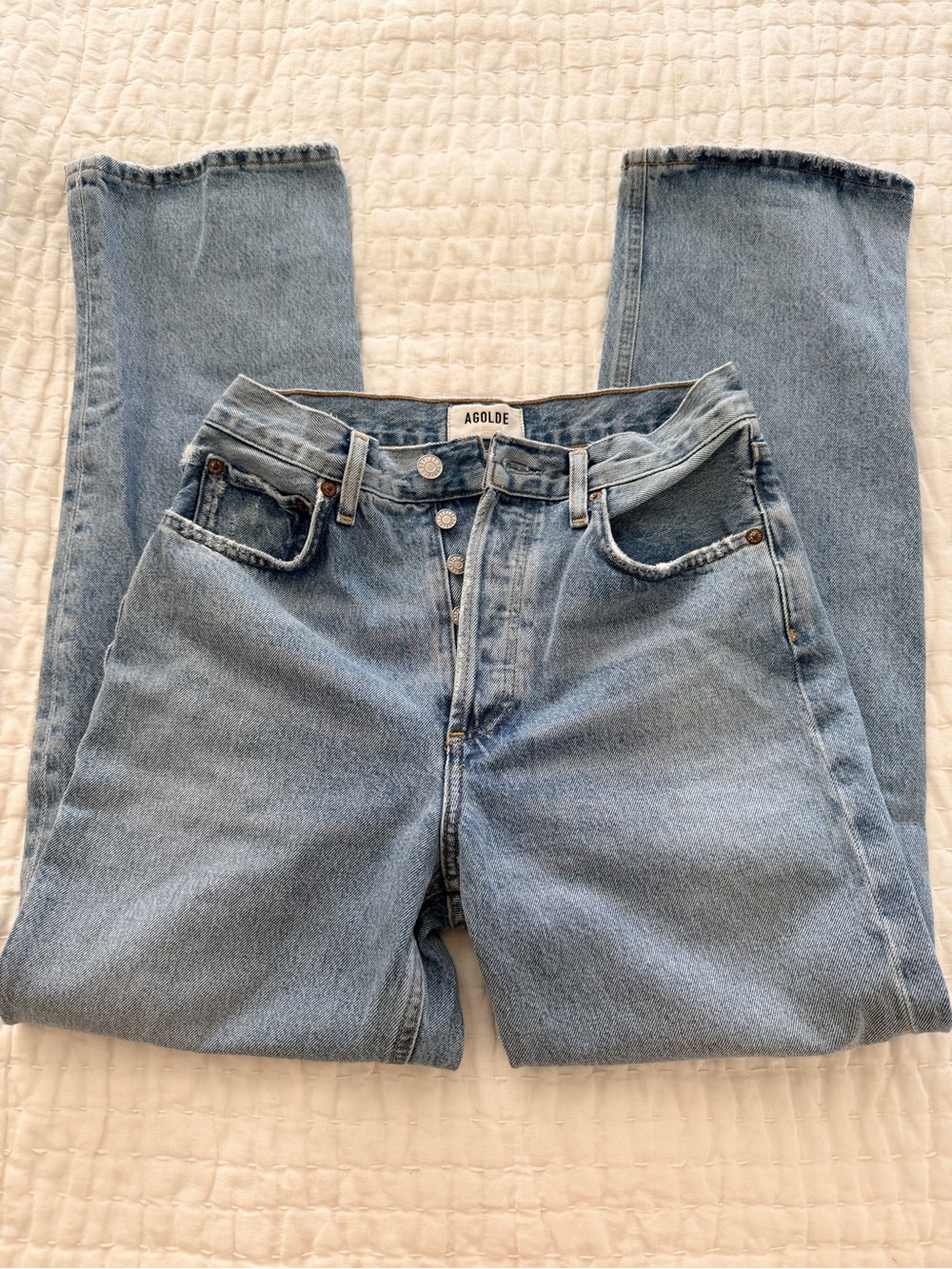 Agolde Classic Light Blue High-Rise Straight Leg Jeans